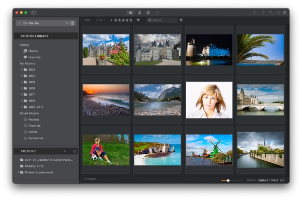 Photo Sense on Mac: browsing albums and folders of the Photos Library in the source sidebar