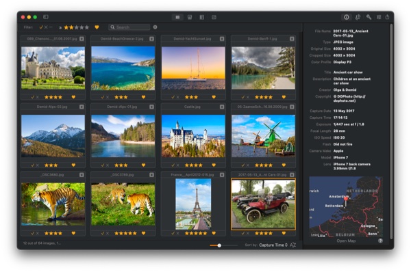 Photo Sense on Mac: sorting and filtering photos by pick and reject flags, star ratings, and favorites