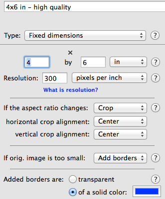 Resize Sense - Size configuration