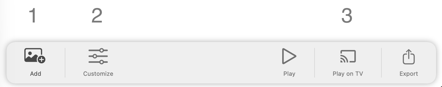SlideFlow toolbar showing slideshow controls